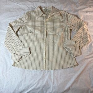 Old Navy Women’s Beige Striped Button Down Shirt